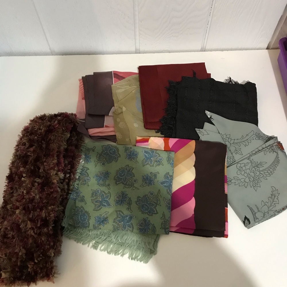 Womens Scarf Bundle Lot Red Black Pink Medium
